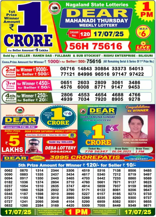 1pm Lottery Result 1