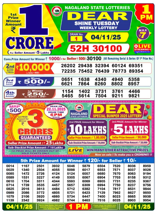 1pm Lottery Result 1