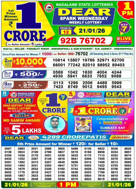 1pm Lottery Result 1
