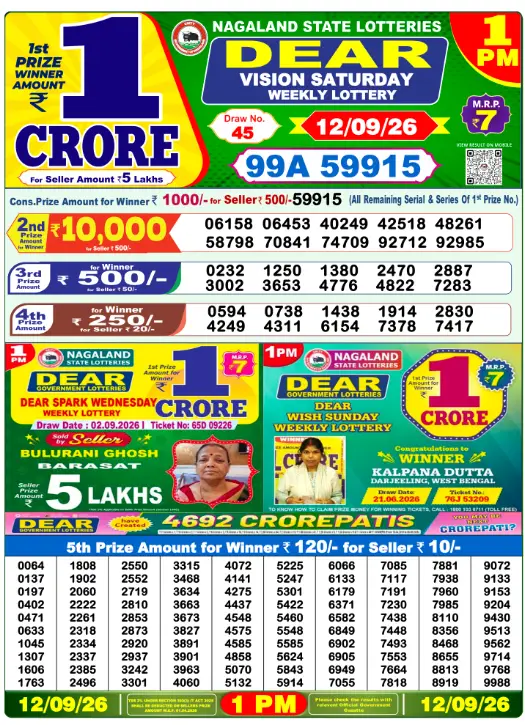 1pm Lottery Result 1