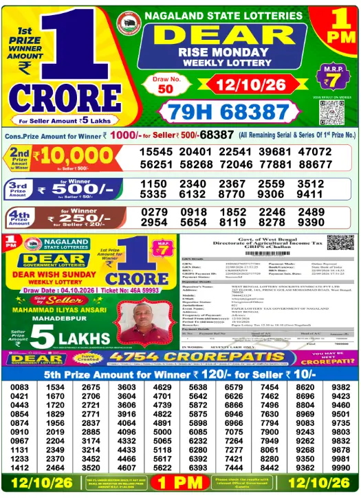 1pm Lottery Result 1