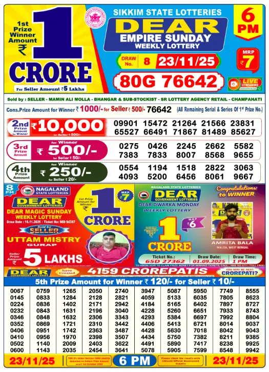 6pm Lottery Result 1