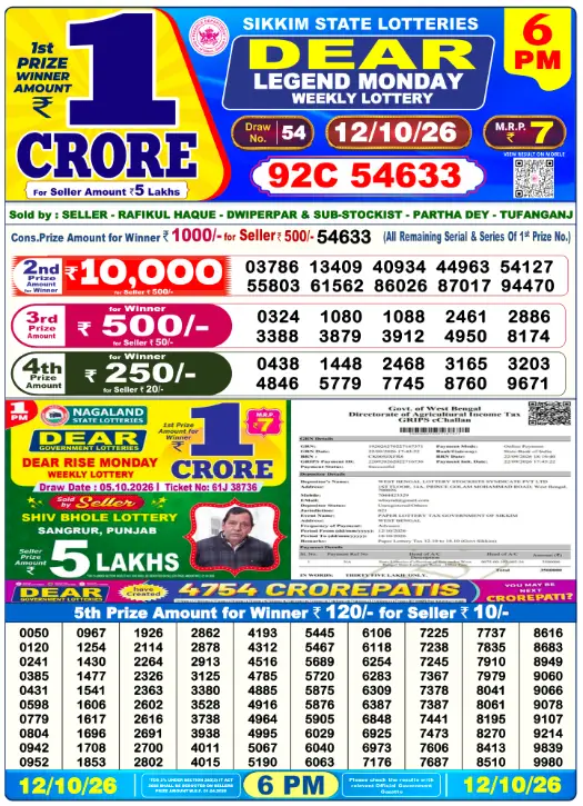 6pm Lottery Result 1
